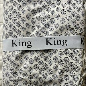 King sheet set cotton Jungalow woodblock blue design embroidered by Opalhouse